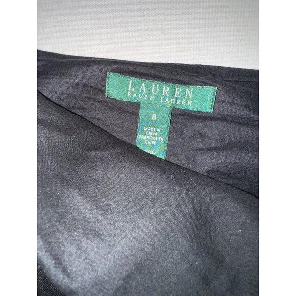 LAUREN Ralph Lauren Black Linen Skirt Cutout Detail Sz 8 - Picture 7 of 7